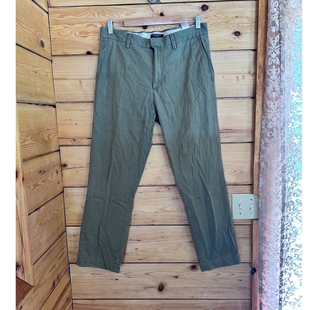 Emerson Chino Pants Mens 33x30 Olive Green Cotton Straight Leg Banana Republic